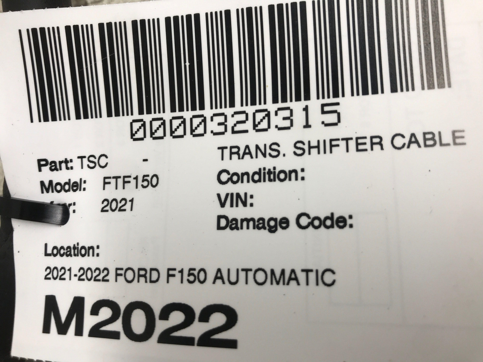 2021-2022 FORD F150 AUTOMATIC TRANSMISSION SHIFTER CABLE ML3P-7B229-AB OEM