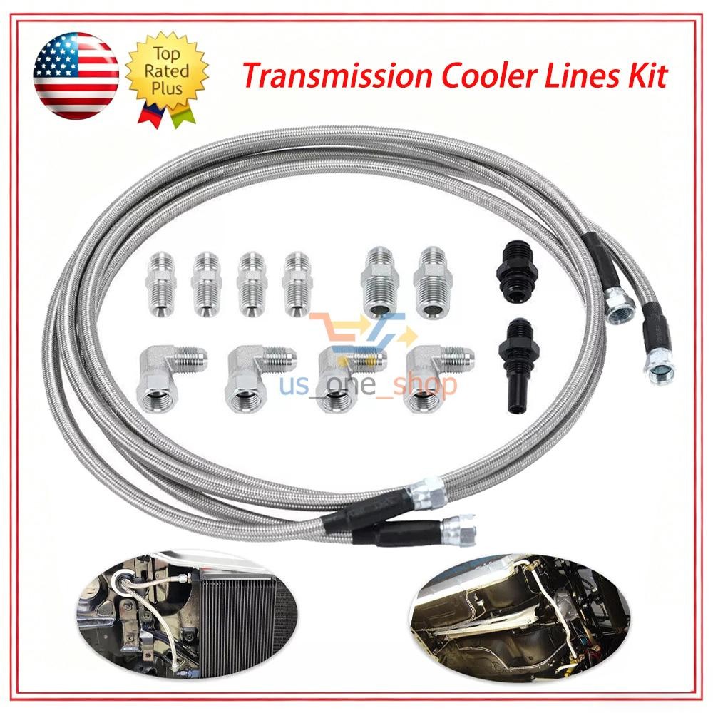 For GM 4L60E 4L80E Flexible SS Braided Transmission Cooler Lines Kit -6AN Hose
