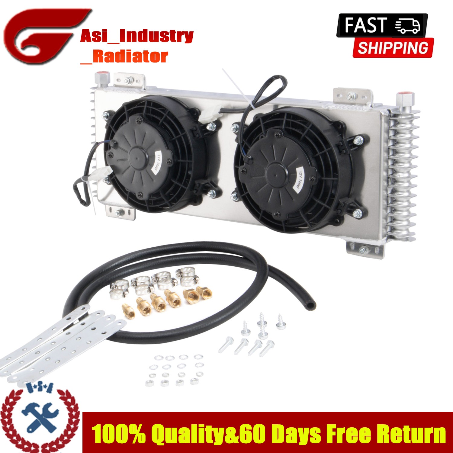 Upgraded Transmission Oil Cooler+Shroud Fans Tru-Cool 40,000 GVW For Light Truck