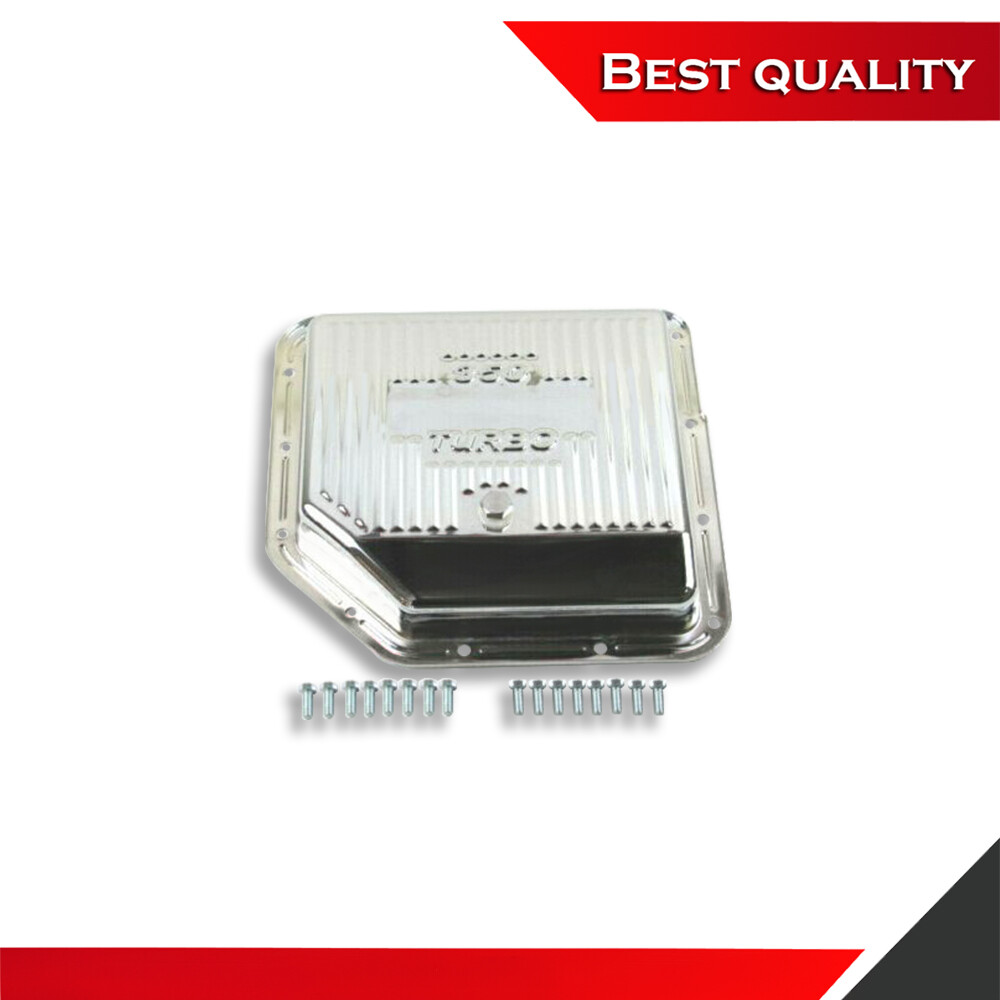 Steel GM Turbo TH350 Finned Transmission Pan Chrome