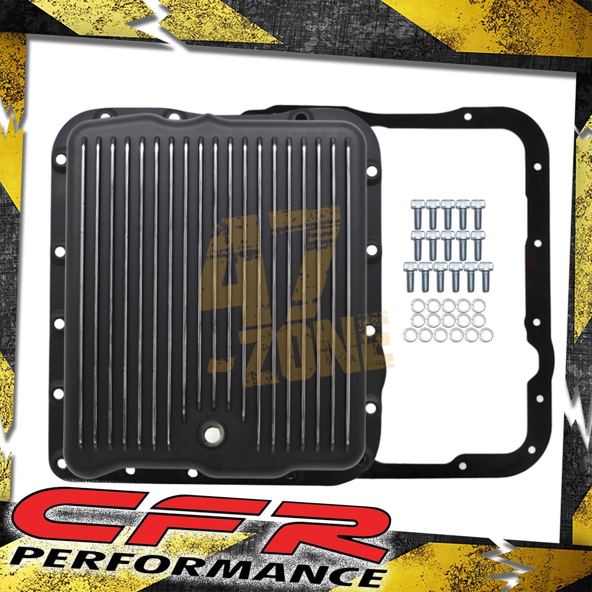 For Chevy GM 700R4 4L60E 4L65E Aluminum Transmission Pan Kit Deep Finned Black