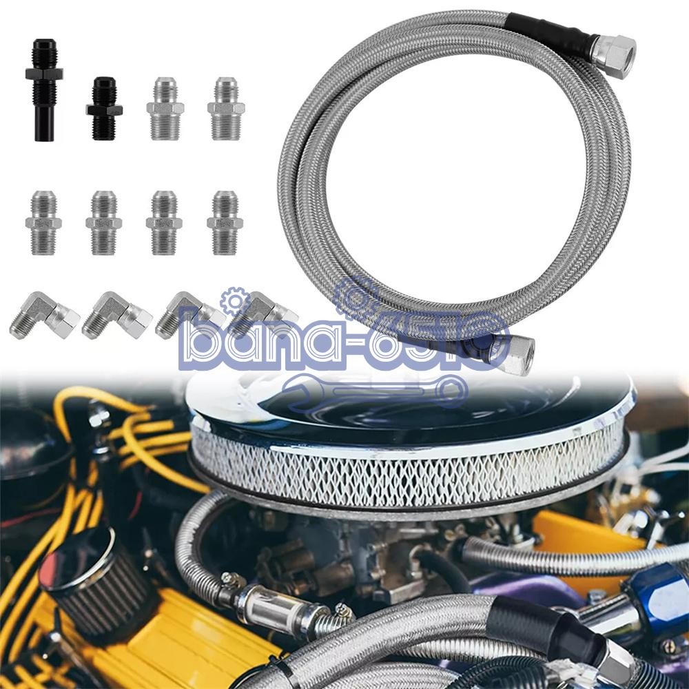 For GM 4L60E 4L80E Flexible SS Braided Transmission Cooler Lines Kit -6AN Hose