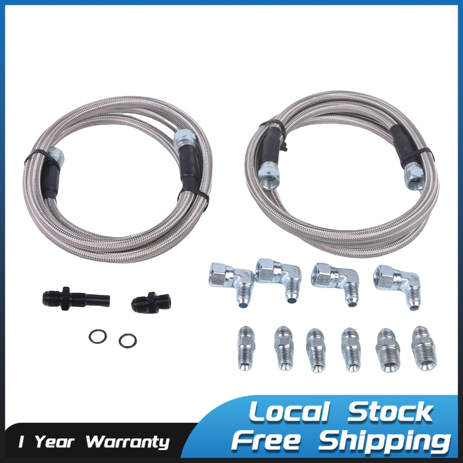SS Braided Transmission Cooler Hose lines Fittings TH350 700R4 TH400 70″ Length