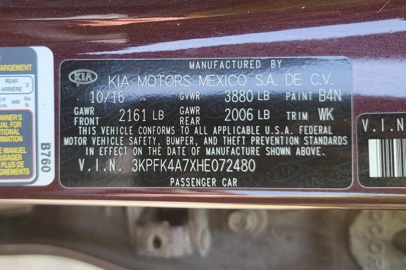 Automatic Transmission 2.0L Mexico Built 3 VIN 7 Fits 17-18 FORTE 2121287