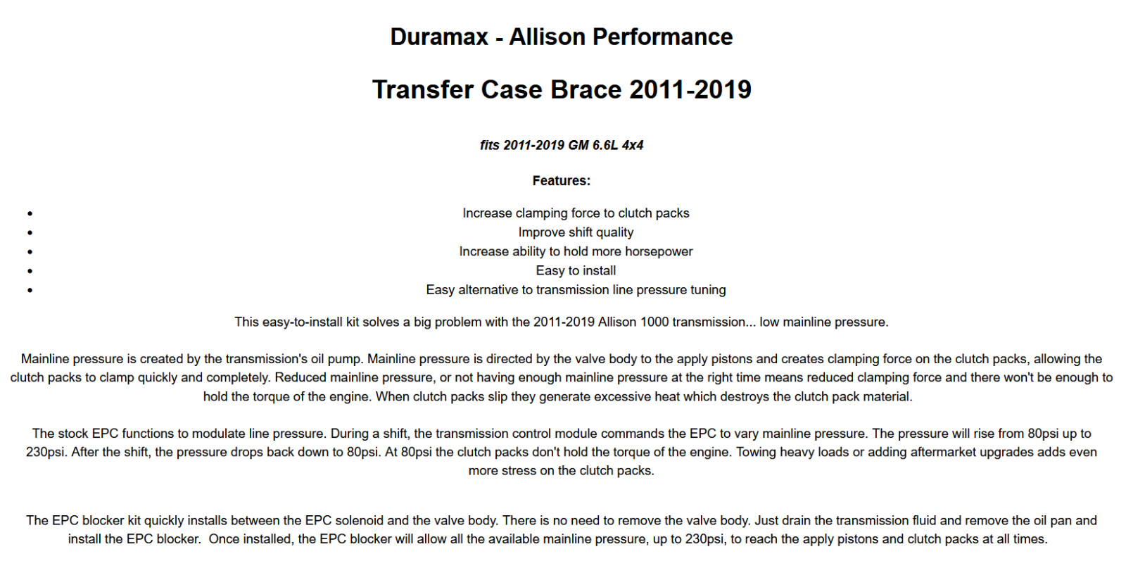 Duramax Allison 1000 Performance EPC Blocker 2011-2019 GM 6.6L PPE 128041119