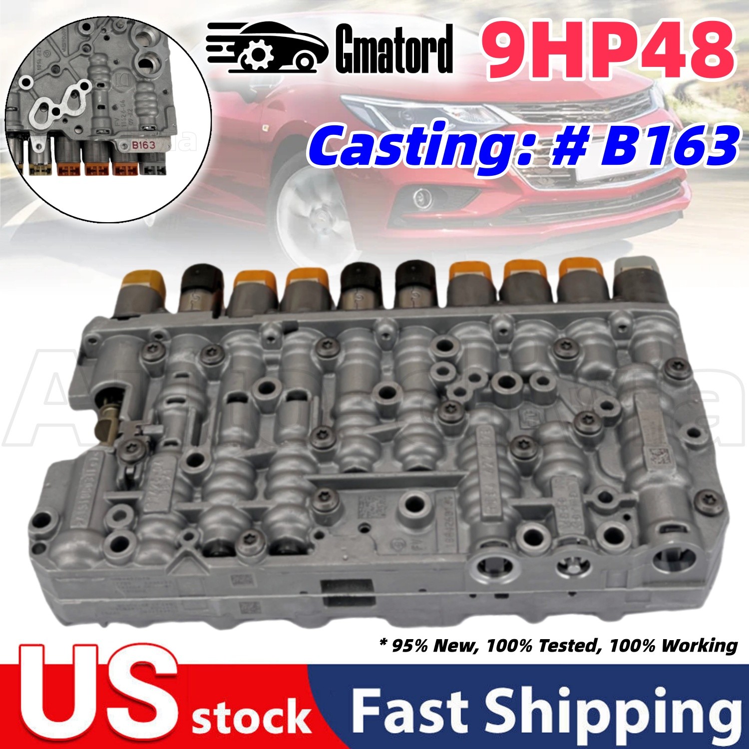 9HP48 Transmission Valve Body 10 Solenoids Type #B163 For Chrysler Honda Acura⚙️