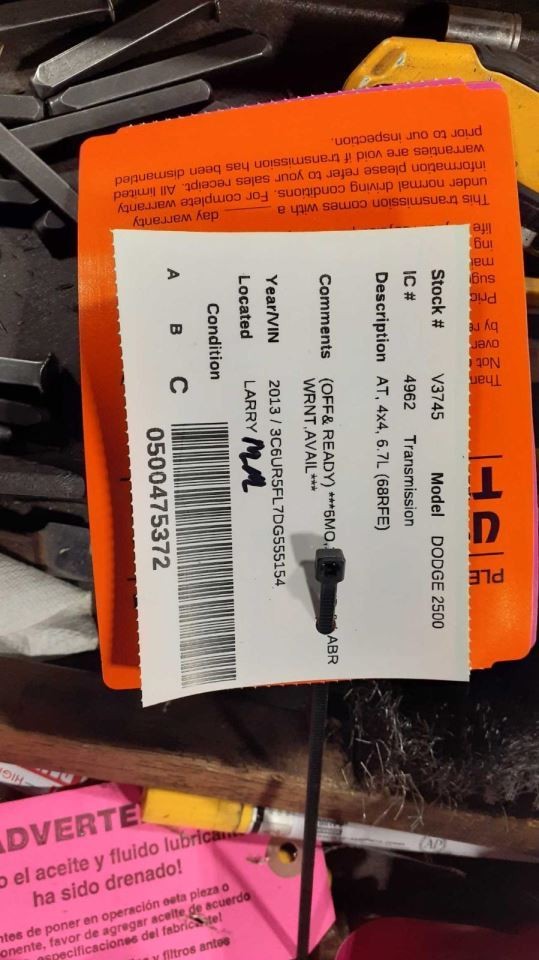 Automatic Transmission 4WD Diesel 68RFE Fits 11-18 DODGE 2500 PICKUP 1751700