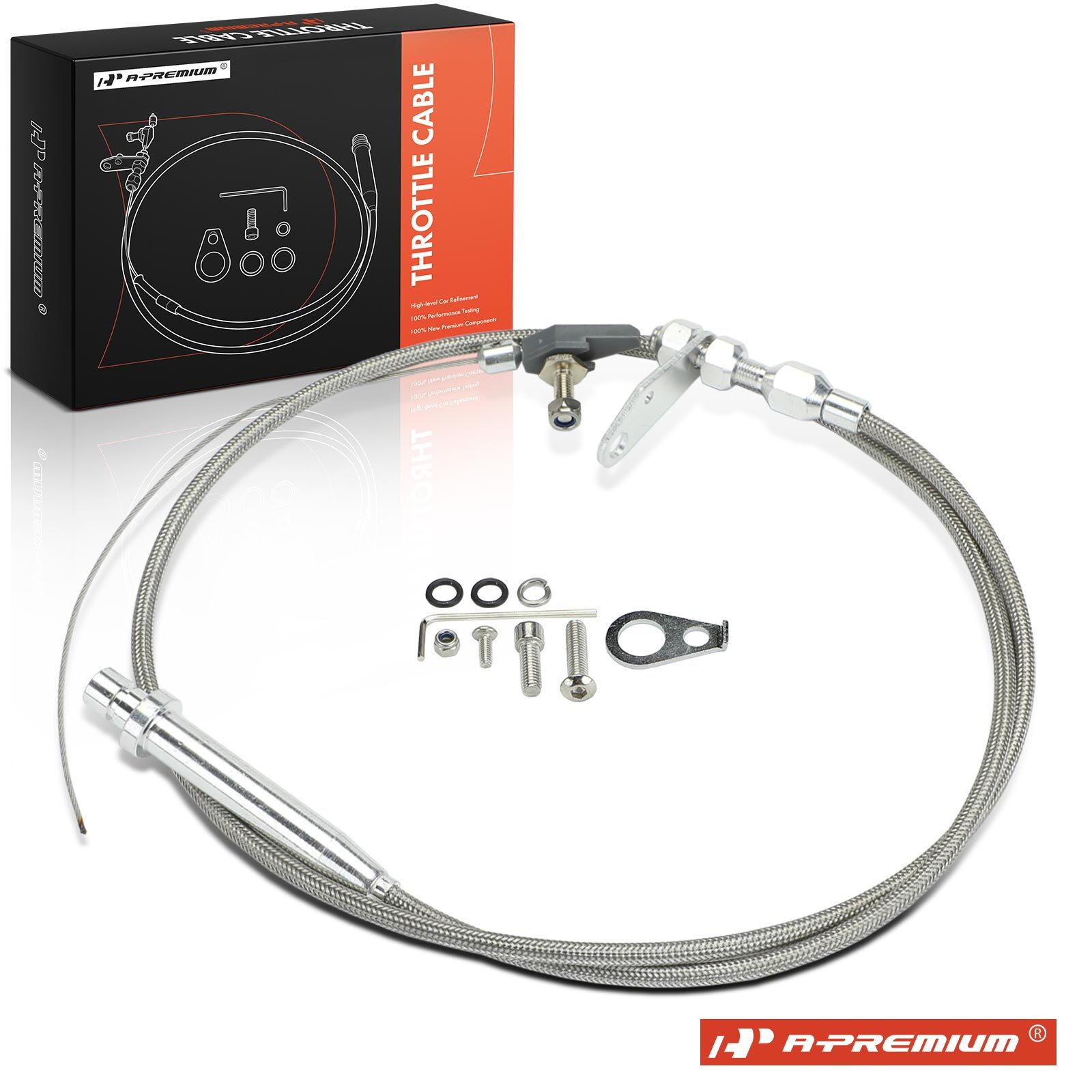 A-Premium New 41.34 In Braided Stainless Steel Kickdown Cable for TH350 Trans.