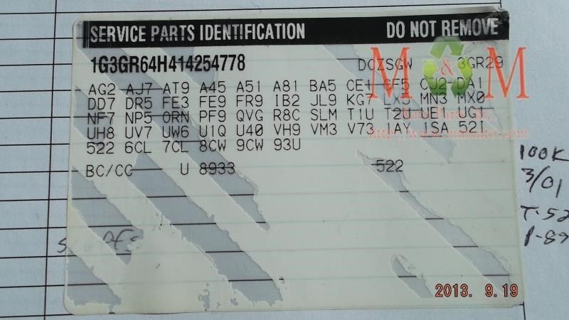 Automatic Transmission 3.5L ID Dcb Fits 01 AURORA 712623