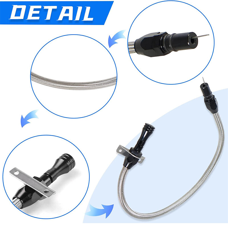 Transmission Dipstick Stainless Braided Hose for Chevy GM TH350 TH-400 700R4 SBC