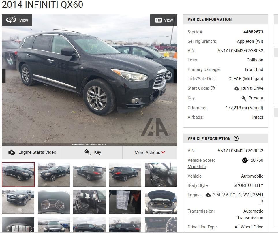 Automatic Transmission CVT 3.5L 6 Cylinder 4WD Fits 13-14 PATHFINDER 4564447