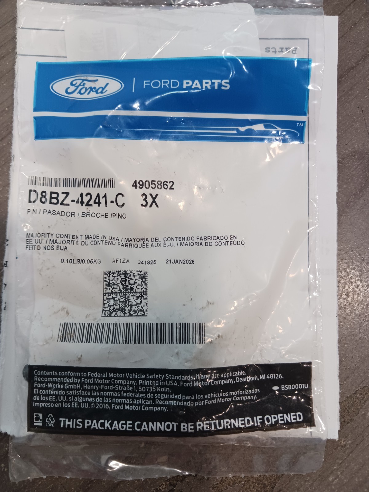 Pack of 3 New Genuine Ford Pin – Locking D8BZ4241C / D8BZ-4241-C OEM