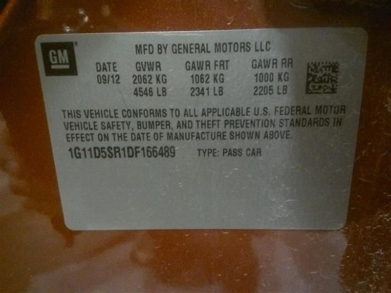 13 2013 Chevy Malibu Automatic Transmission 6 Speed Option MHH 107K
