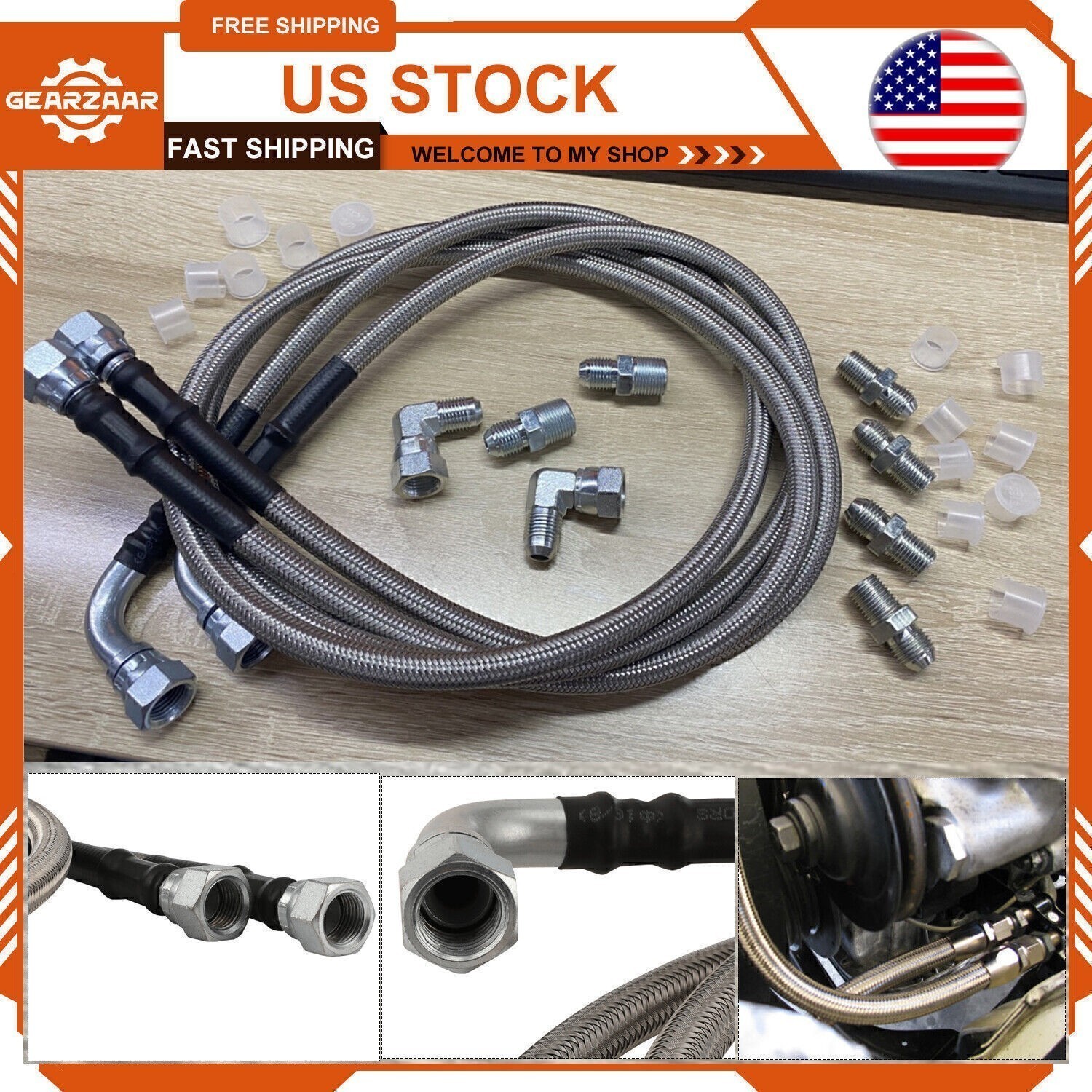 Transmission Cooler Lines 52″ Stainless Steel Braided for TH350 700R4 TH400 AN6