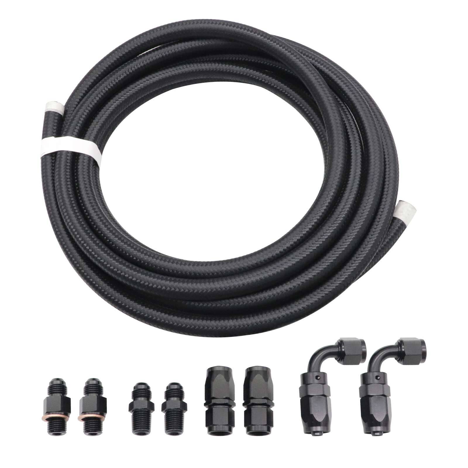 4L60E 4L65E Automatic Transmission Cooler Line Kit Black -6 AN Steel Braided USA