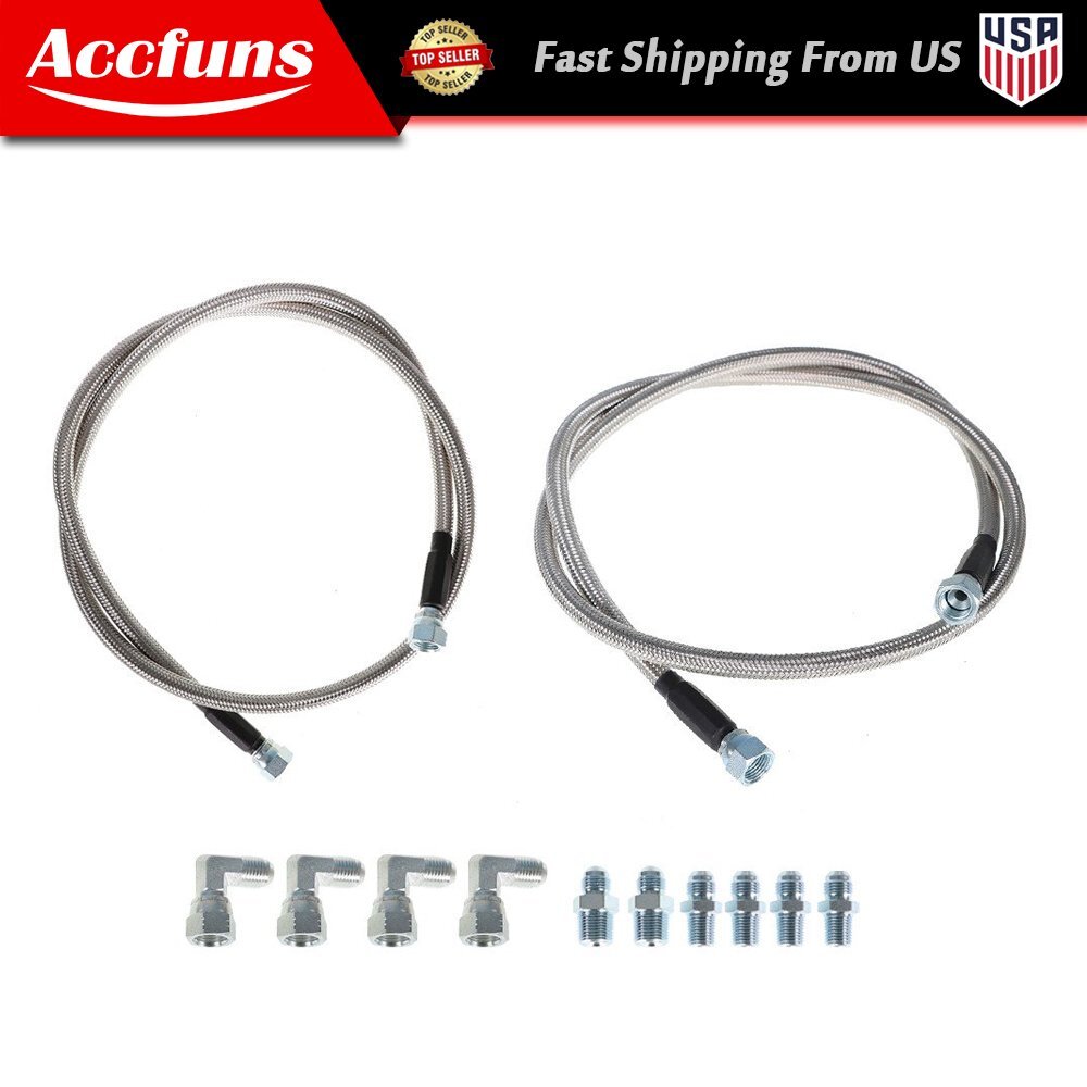Fit For TH350 700R4 TH400 52″ Length SS Braided Transmission Cooler Hose Lines