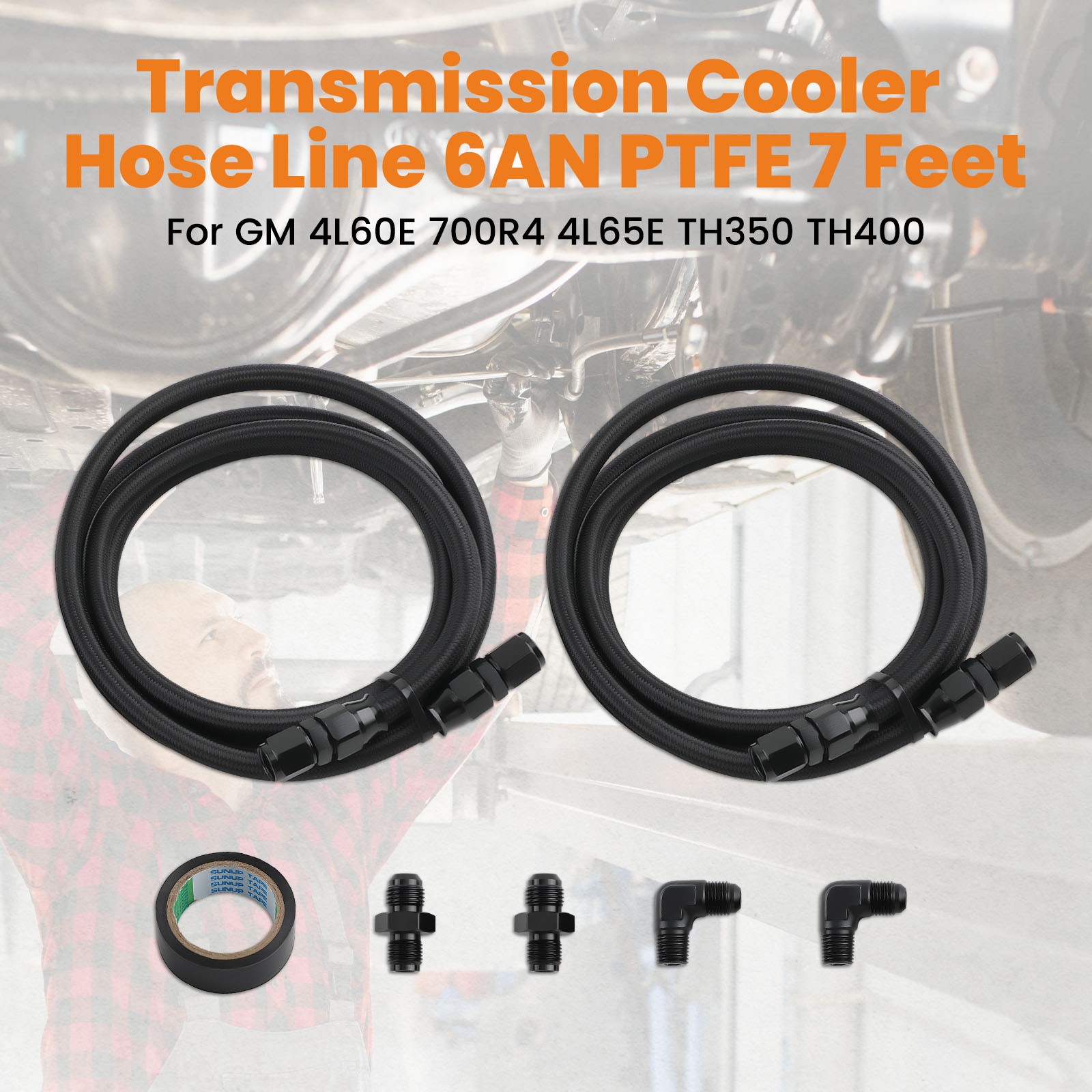 6AN PTFE Transmission Cooler Lines Set For GM 4L60E 4L65E TH350 TH400 700R4