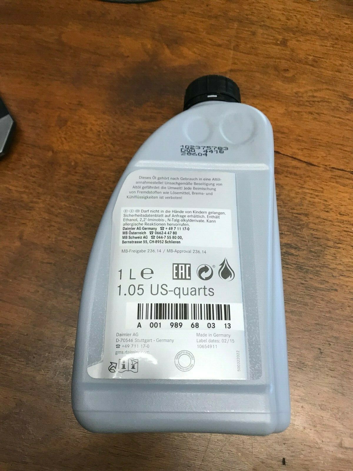 Original Mercedes Automatic Transmission Fluid for 5 and 7 Speed Cars RED 236.14