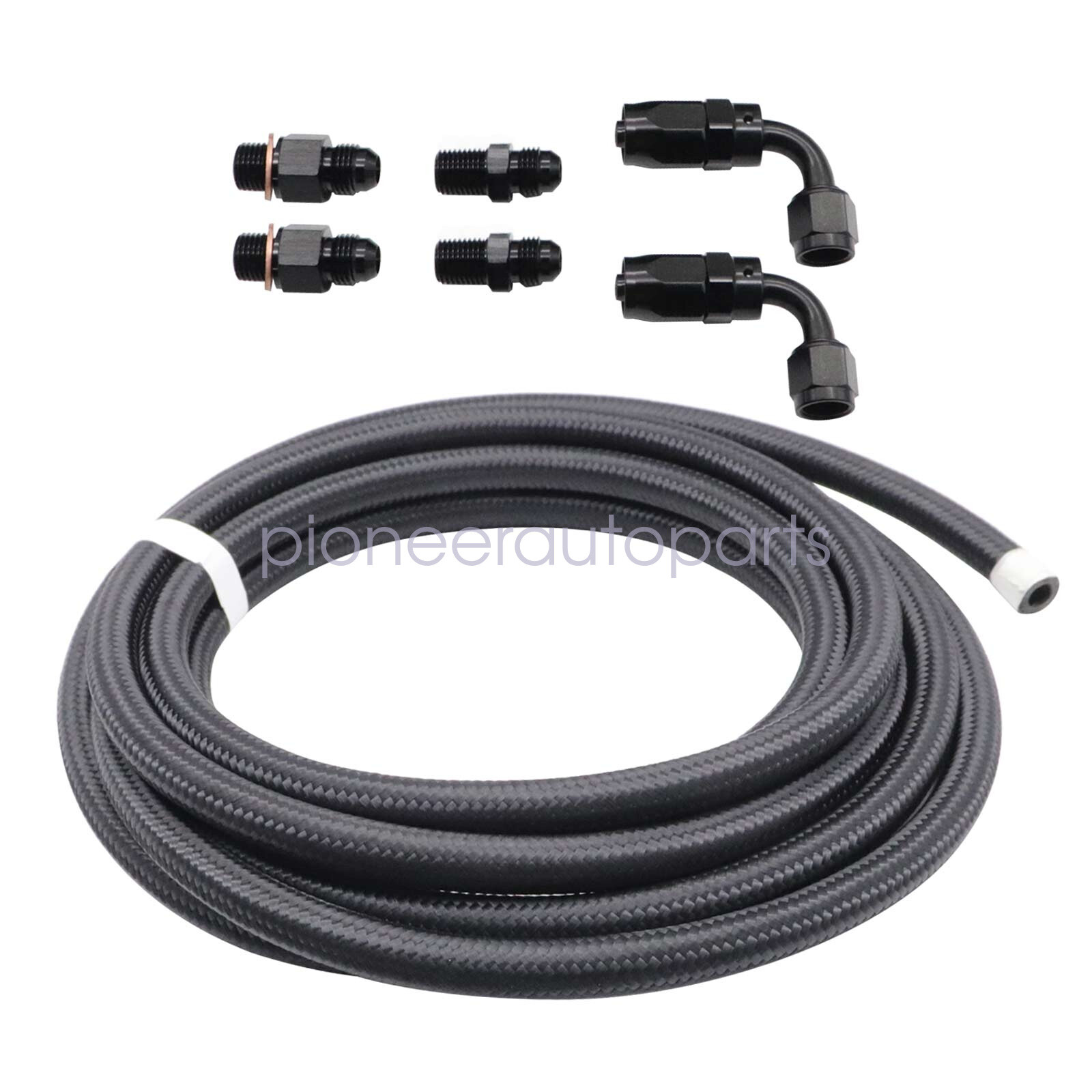 4L60E 4L65E Automatic Transmission Cooler Line Kit Black -6 AN Steel Braided U