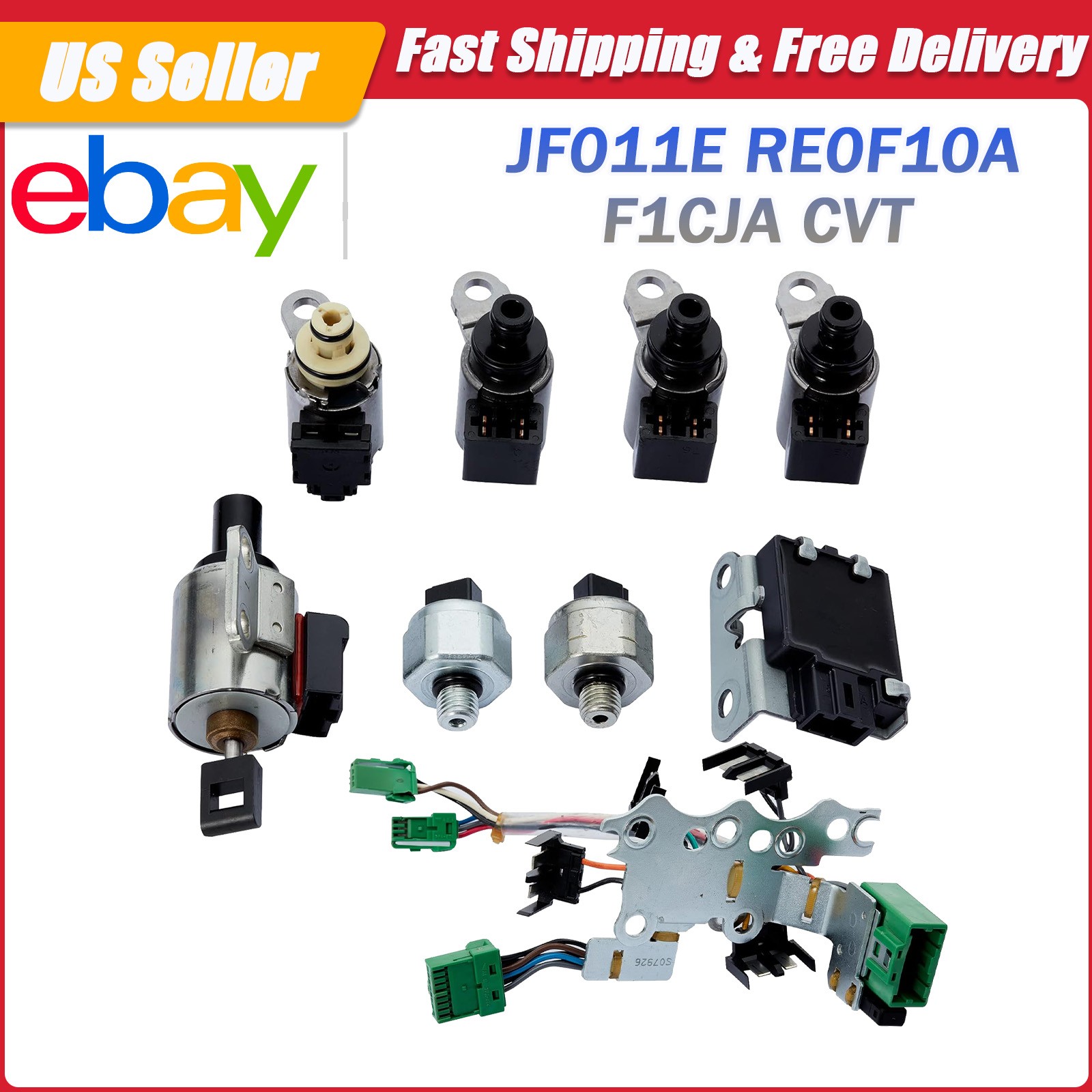 9PCS CVT JF011E RE0F10A F1CJA Body Solenoid Valve For 2007-2012 Nissan L4 2.5L