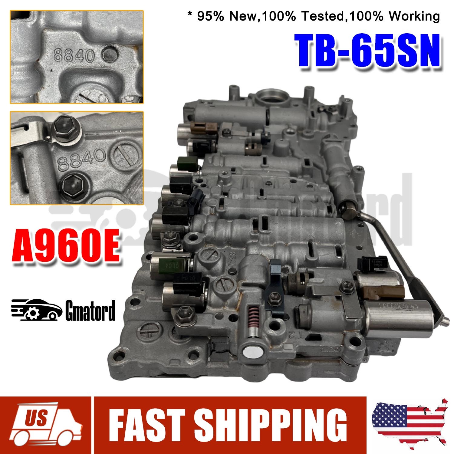 Transmission Valve Body #8840 w/ Solenoids A960E For Lexus Toyota Tacoma TB-65SN