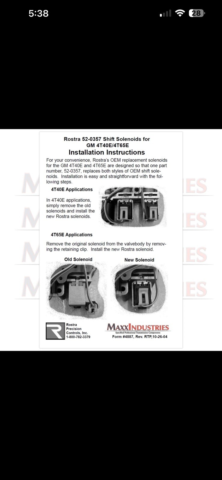 4T40E 4T45E 4T65E Transmission Shift Solenoid Set Rostra 52-0357 (OE 24207236)