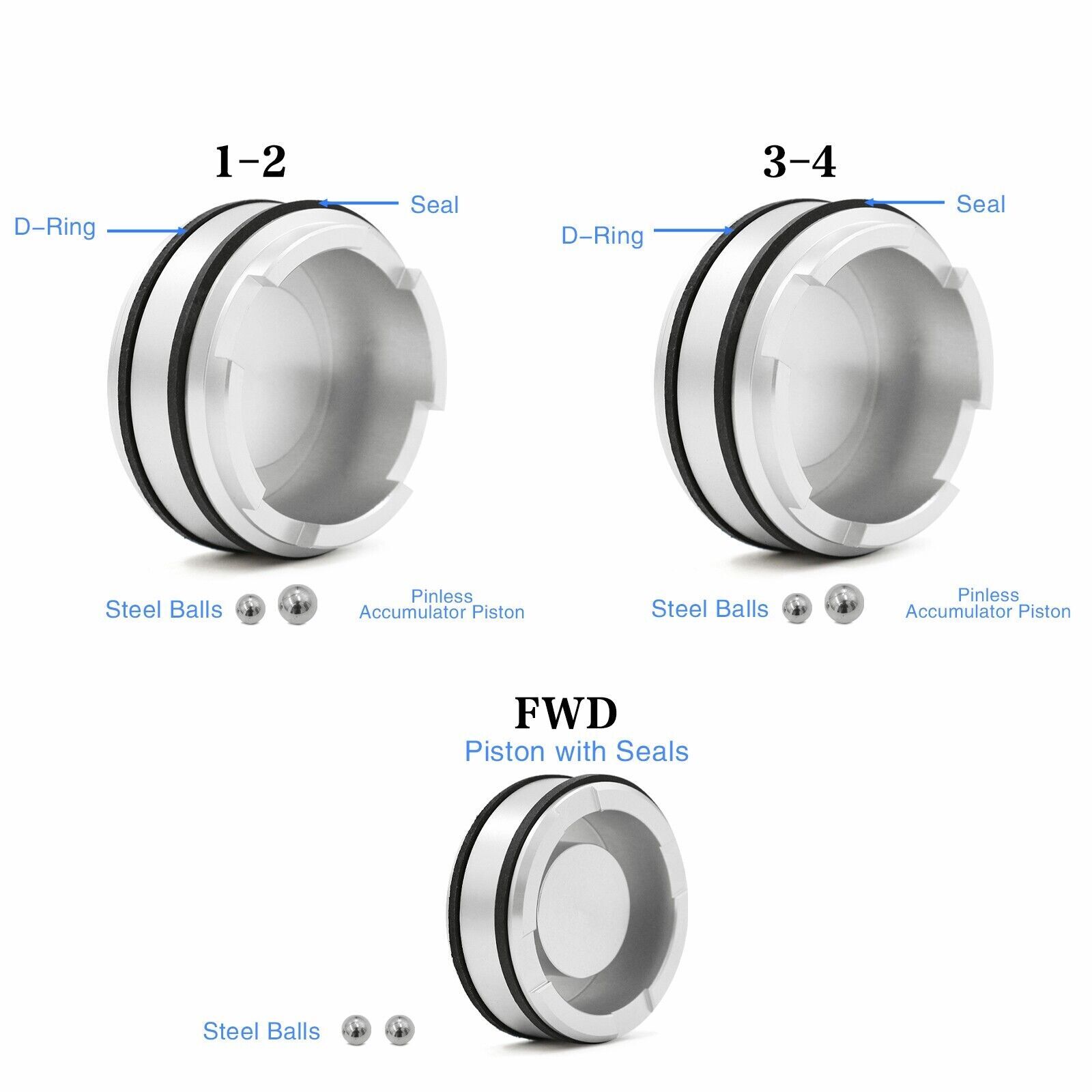 For 4L60E 4L65E 4L70E Sonnax FWD 1-2/3-4 Pinless Forward Accumulator Piston Kit