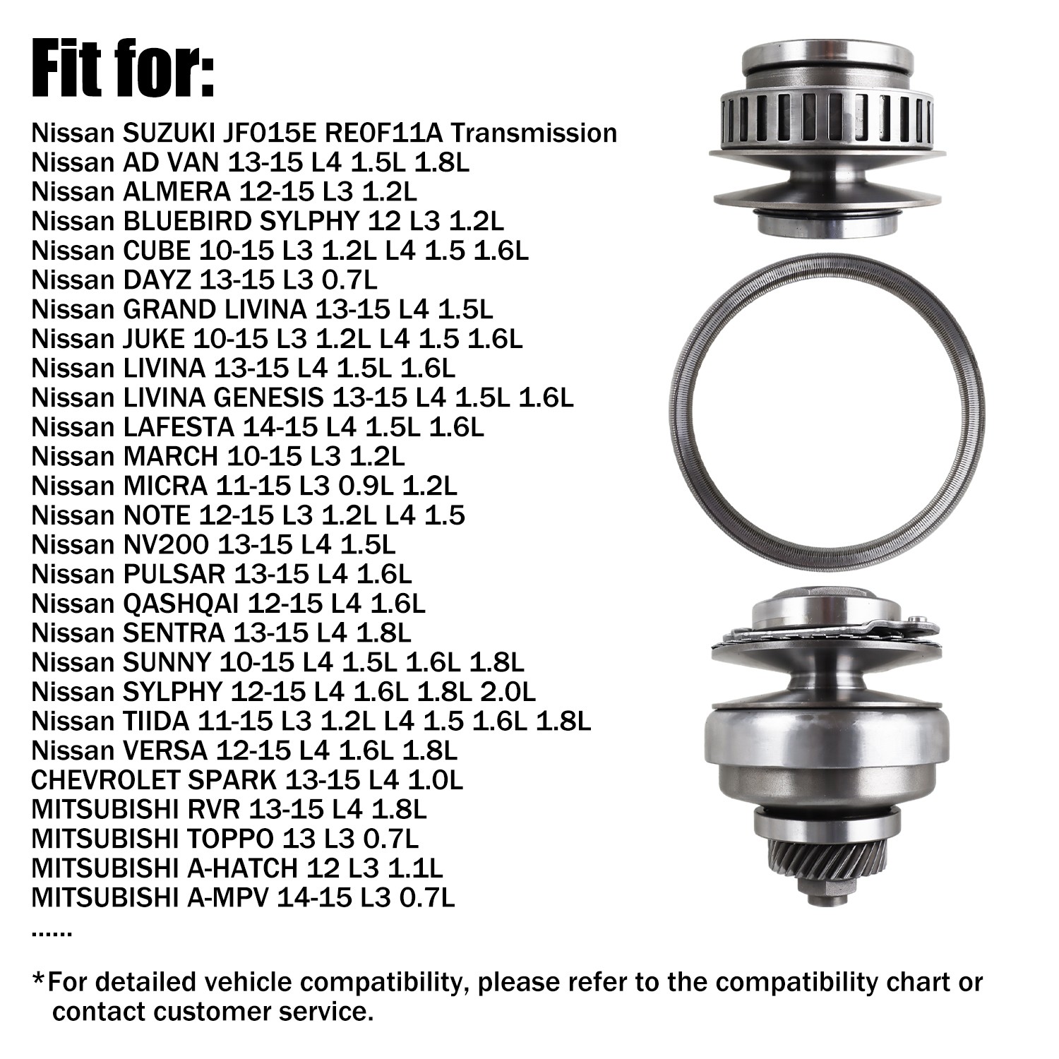 RE0F11A JF015E Belt Chain Transmission Pulley Set for Nissan Sentra 901068 30T