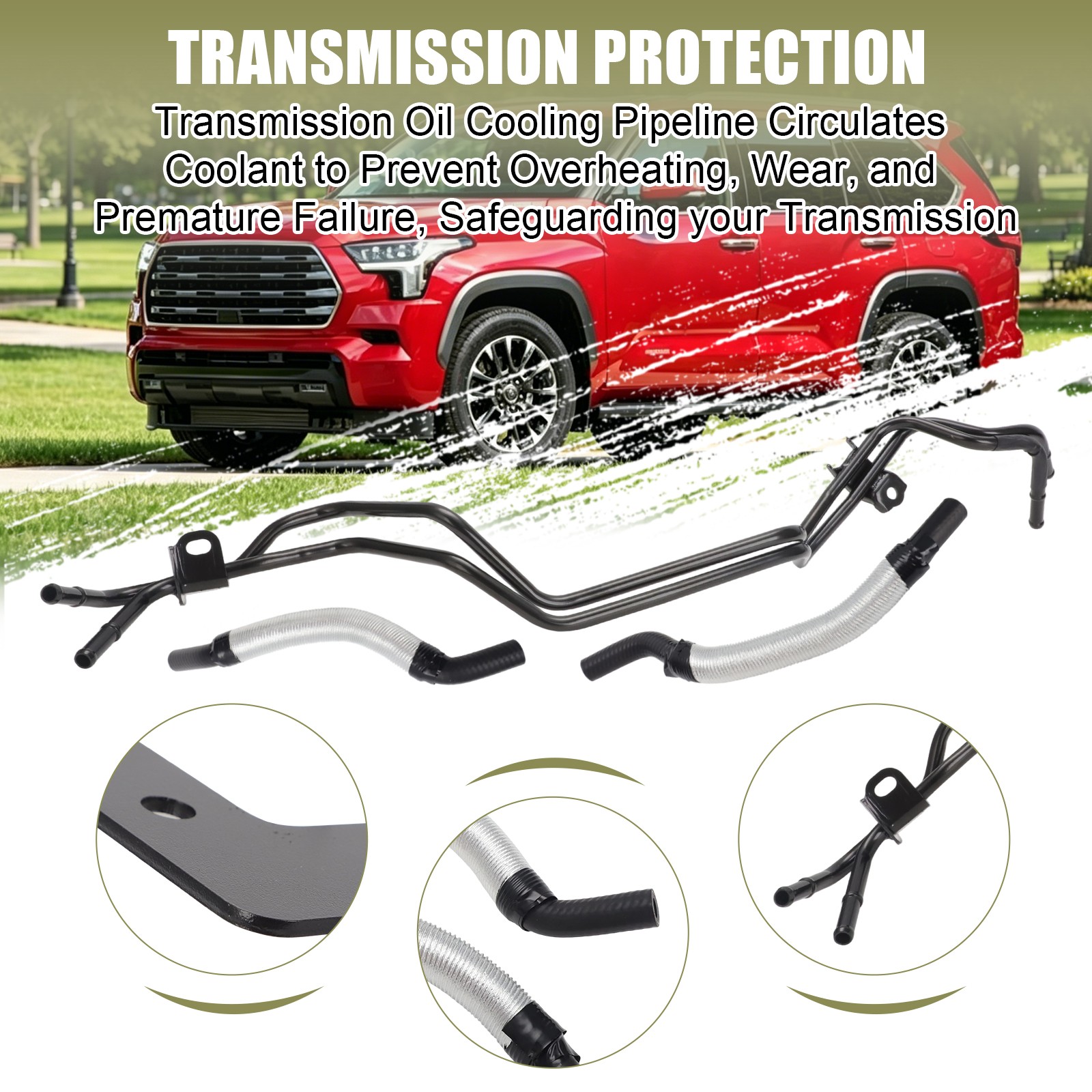 For Toyota Sequoia Tundra 5.7L Automatic Cooling Pipe-Hard Pipe Hose Bracket Kit