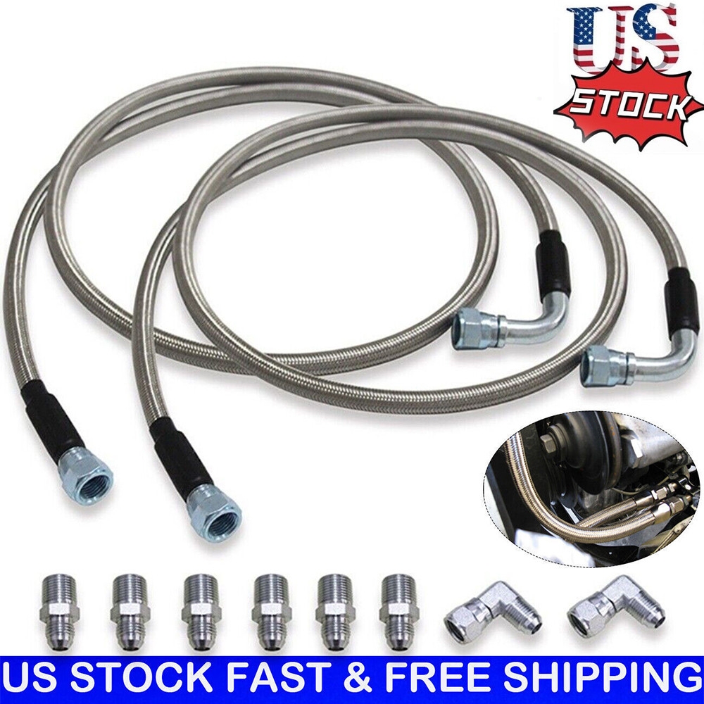 SS Braided Transmission Cooler Hose lines Fittings TH350 700R4 TH400 52″ Length