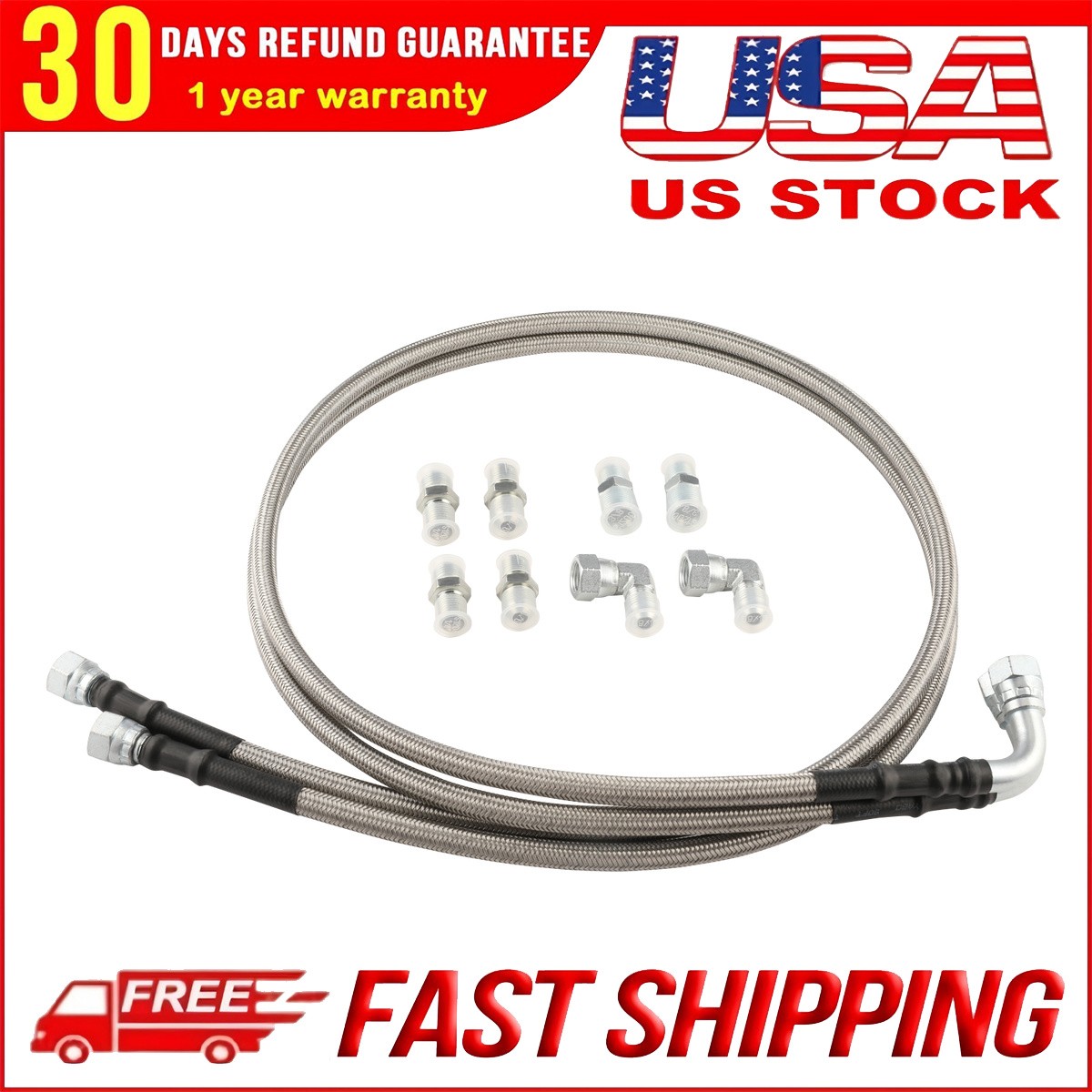 SS Braided Transmission Cooler Hose Lines Fit for TH350/700R4 TH400 52″ NEW