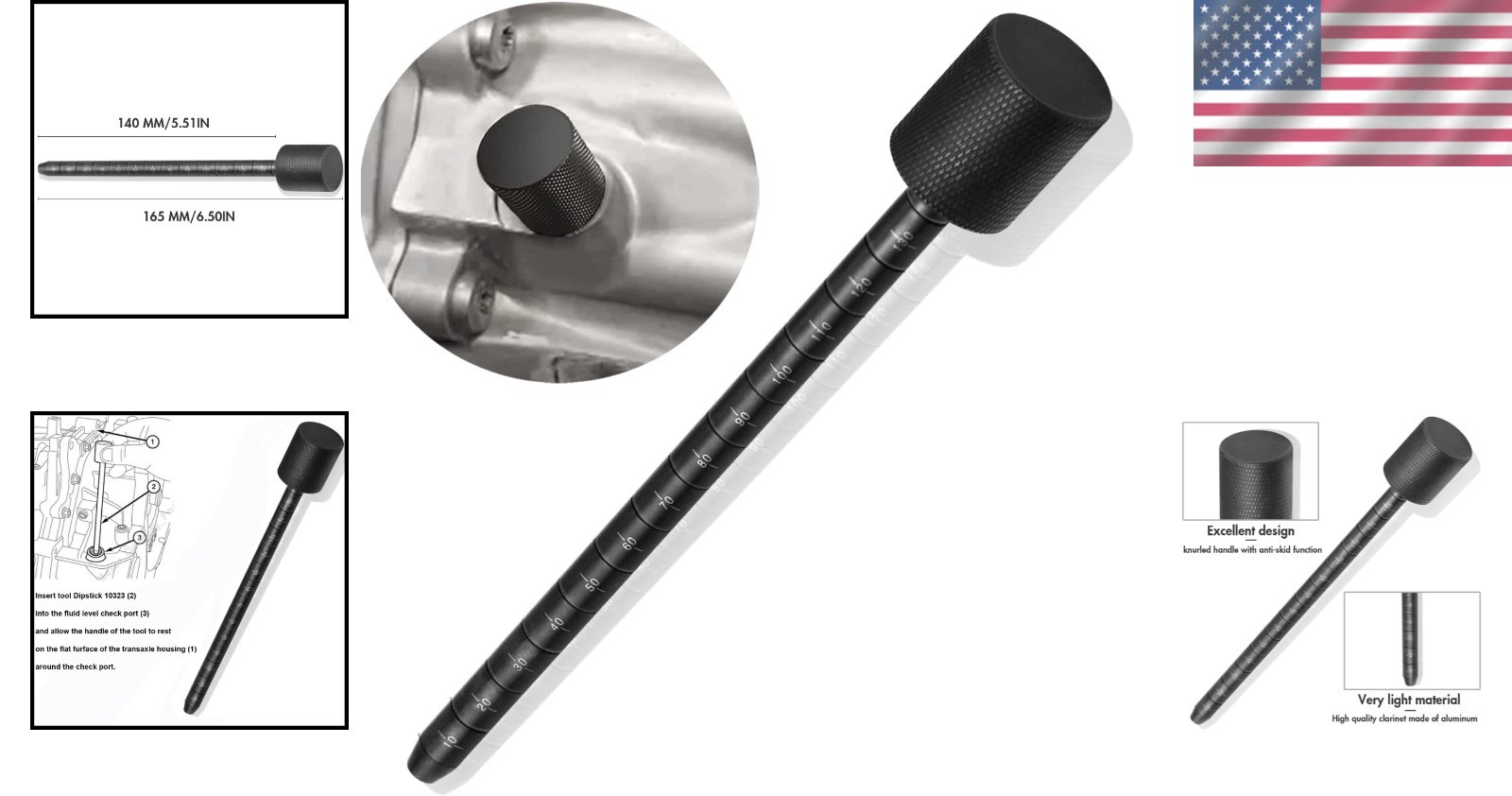 Push Pull Transmission Dipstick 6.5 Inch Modern Design for Chrysler Dodge Jeep