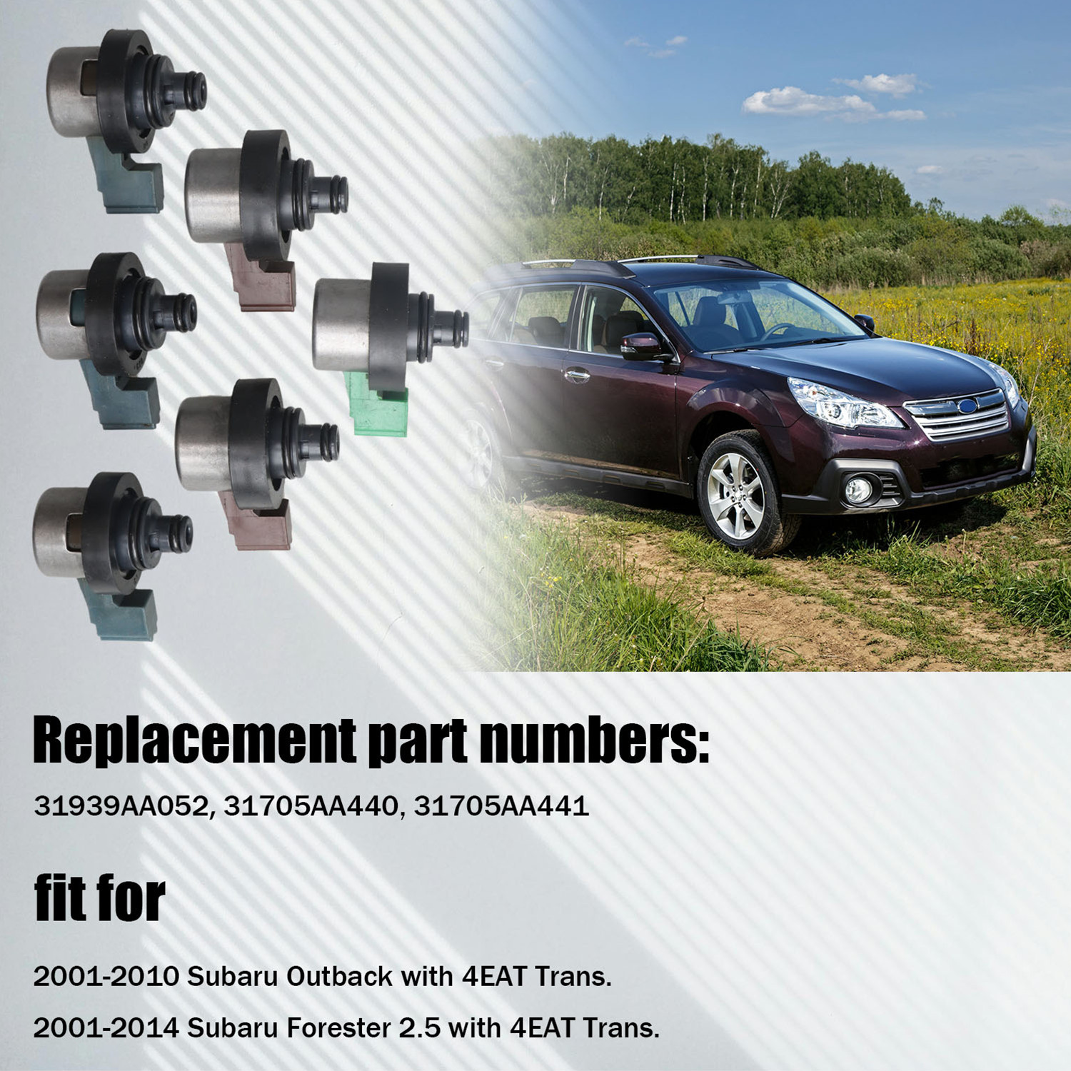 6PCS SET TRANSMISSION SOLENOIDS KIT FITS FOR SUBARU FORESTER 2.5 OUTBACK 4EAT US