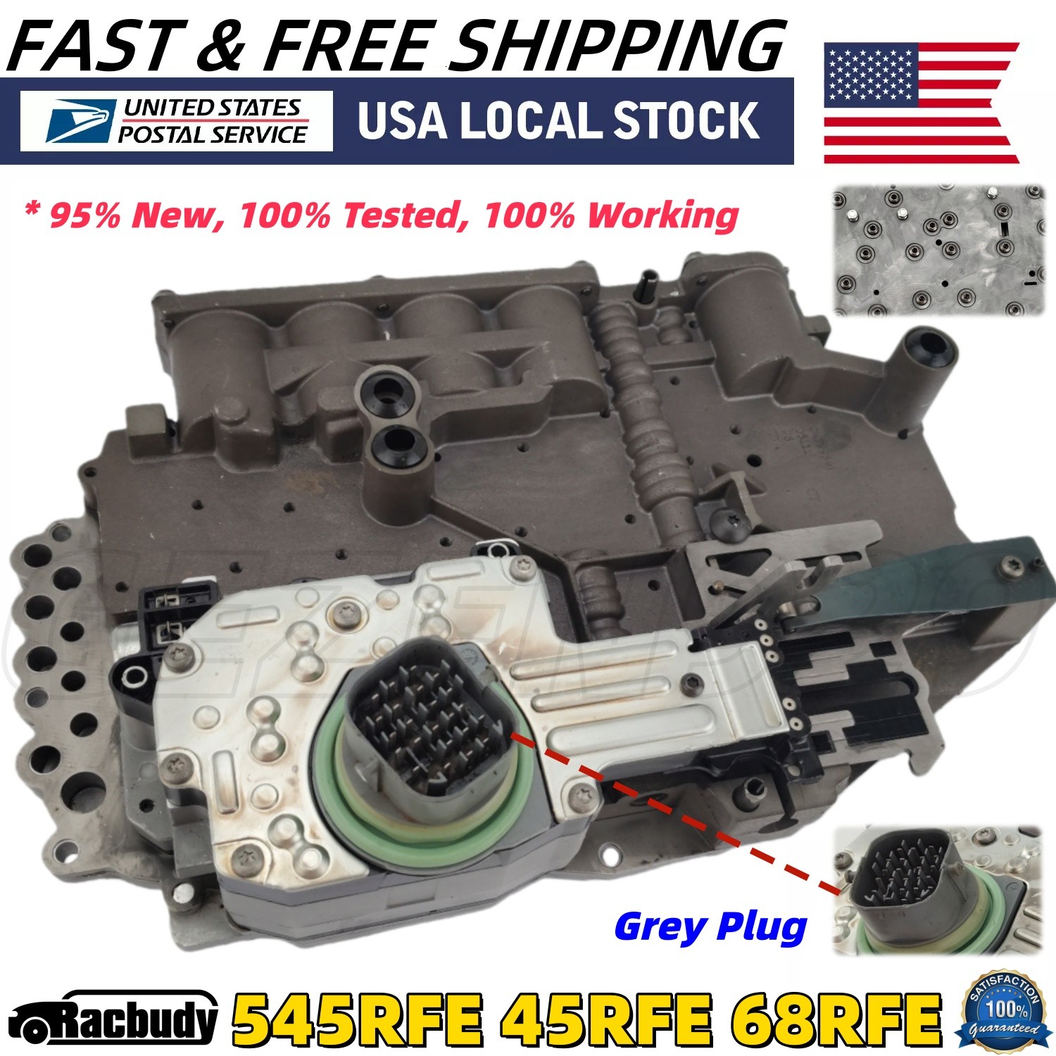 545RFE 45RFE 68RFE Transmission Valve Body Grey-Plug w/ Solenoids for Dodge Ram