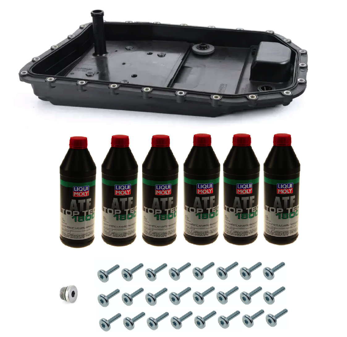 Auto Transmission Service Kit (Oil Pan+Filter+Gasket) + 6L ATF OEM ZF for BMW