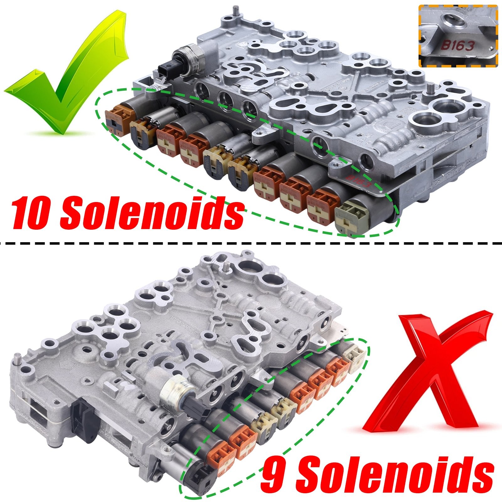 For Honda Acura Fiat Dodge 9Hp48 9 Speed Transmission Valve Body W/ 10 Solenoids