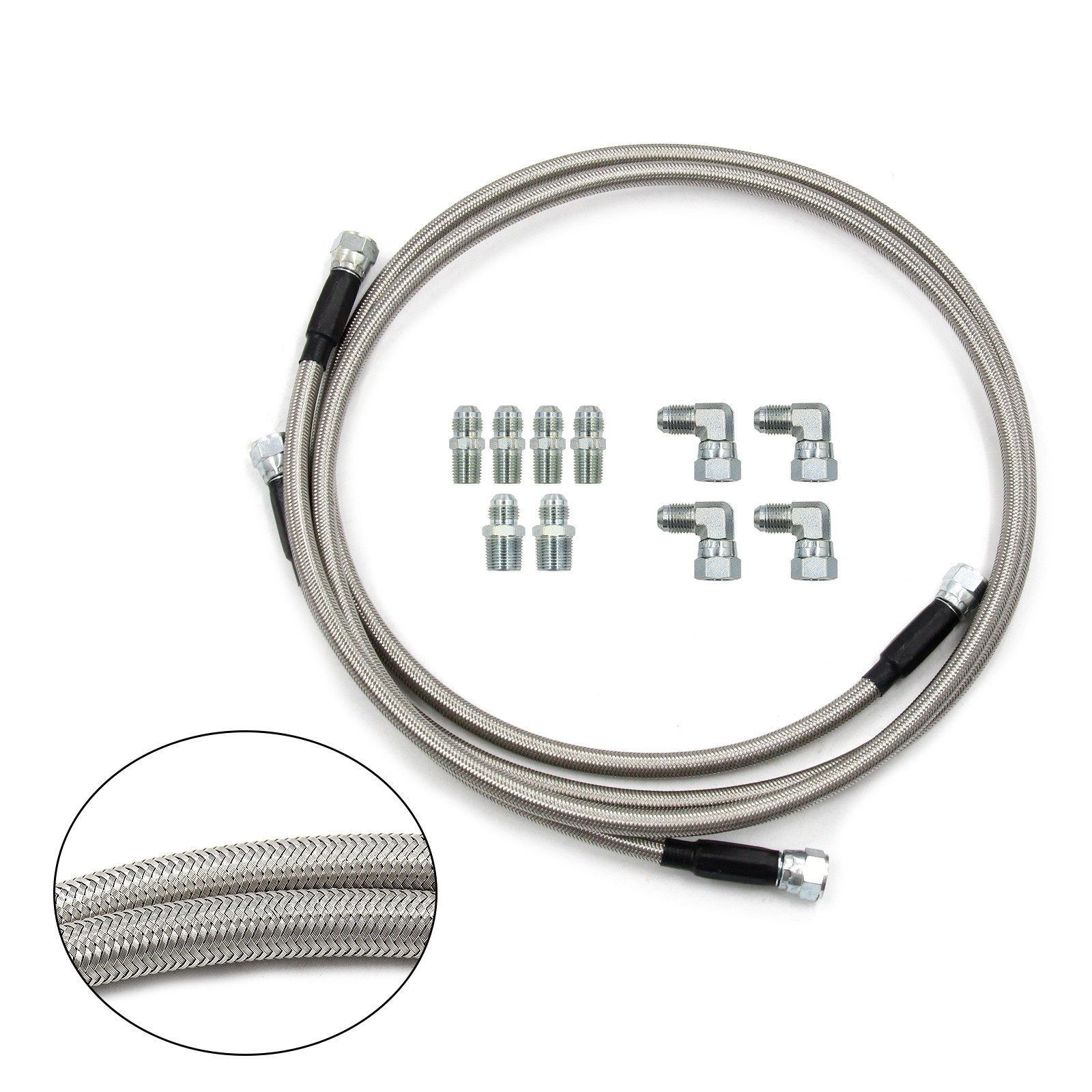 52″ Length SS Braided Transmission Cooler Hose Lines For TH350 700R4 TH400