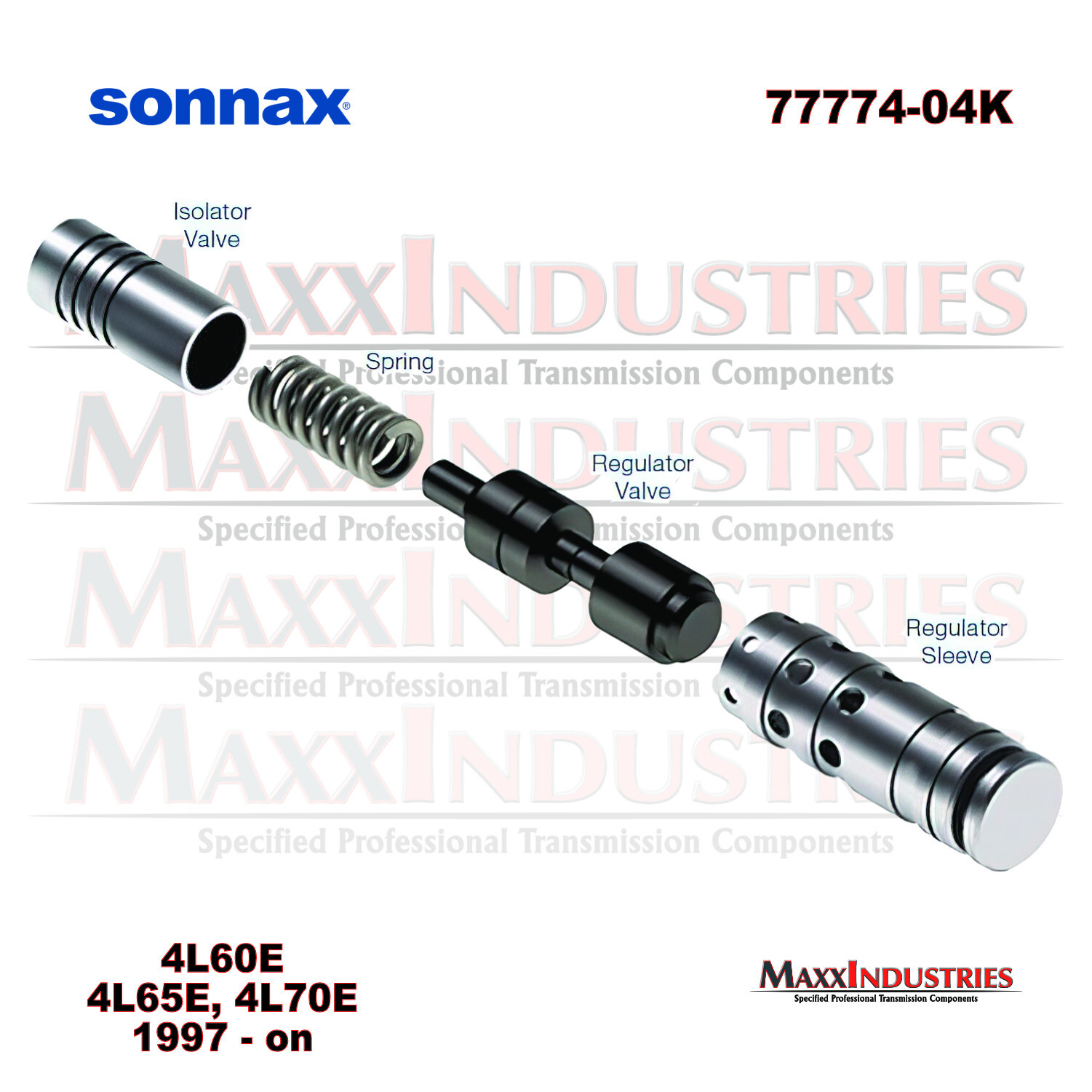 Sonnax 77754-04K TCC Regulator Valve & Isolator Sleeve Kit , 4L60E 4L65E 4L70E