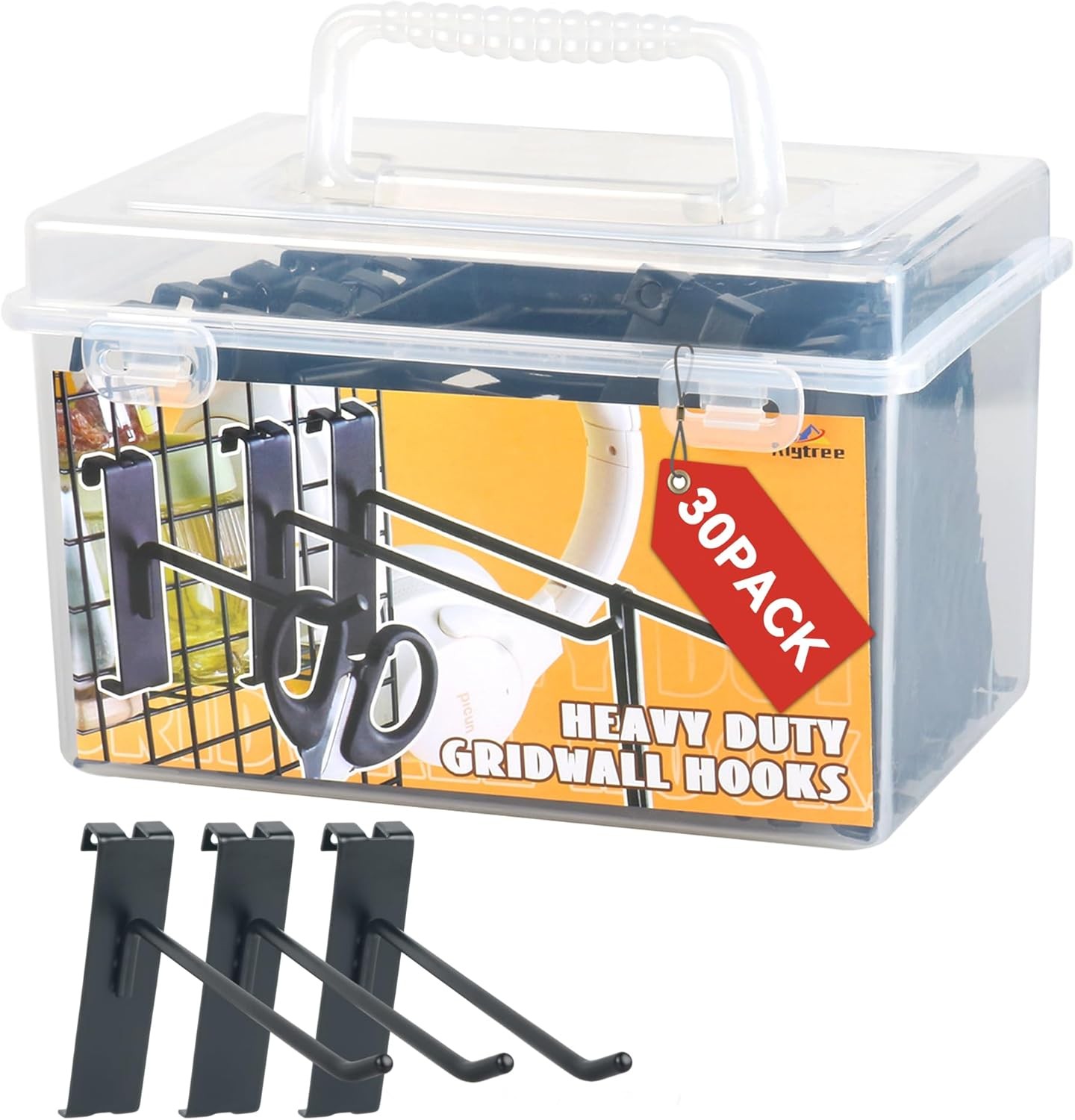 Alyoen Gridwall Hooks 2in, Grid Wall Hangers, Black Panel