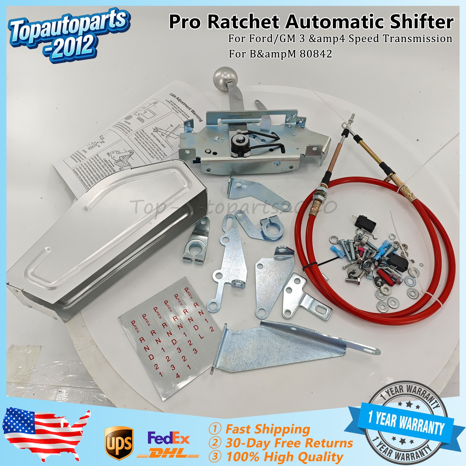 For B&M 80842 Pro Ratchet Automatic Shifter for 3 & 4 Speed Transmission NEW US