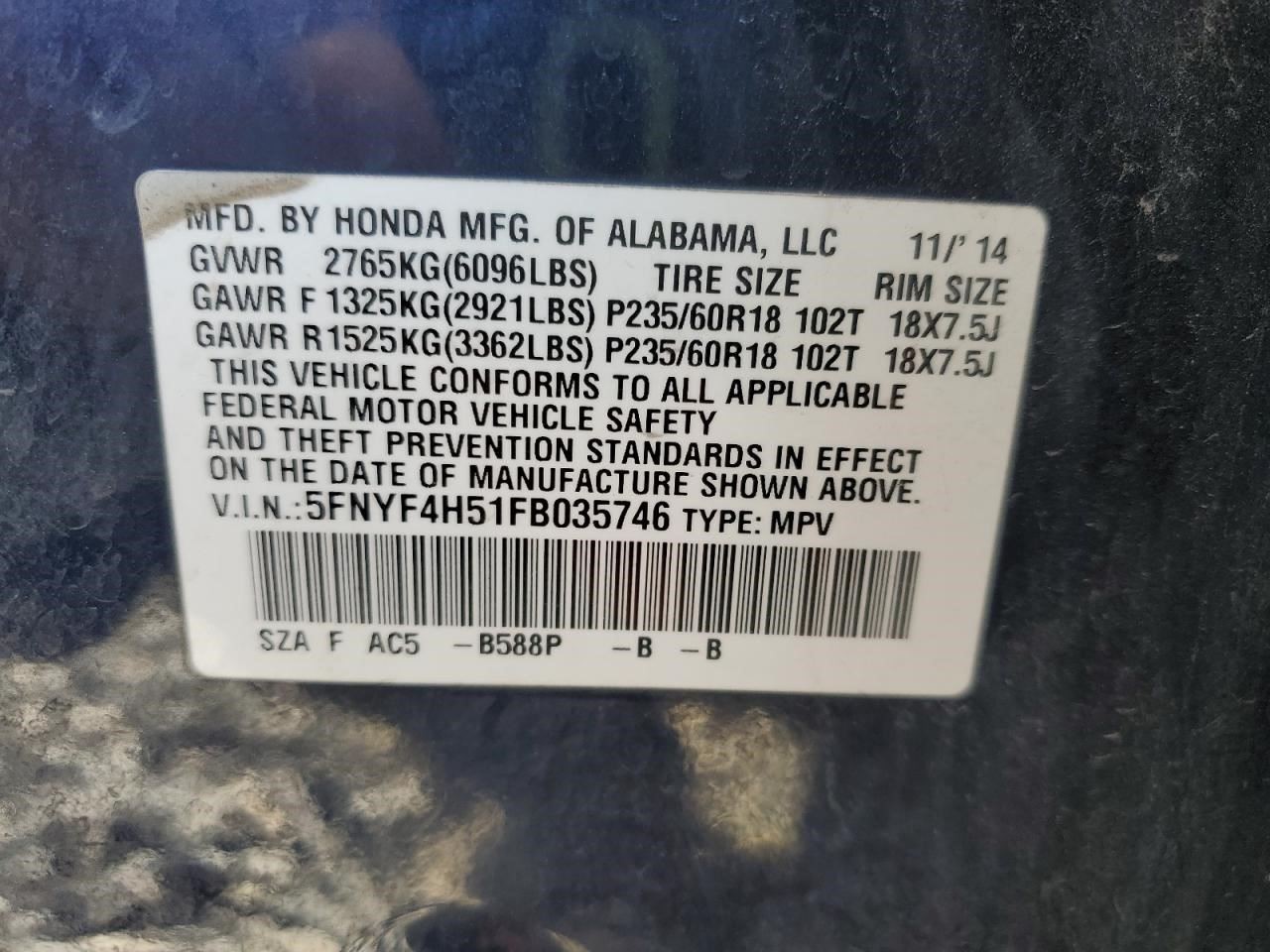 2010 – 2015 Honda Pilot Automatic Transmission 3.5L AWD