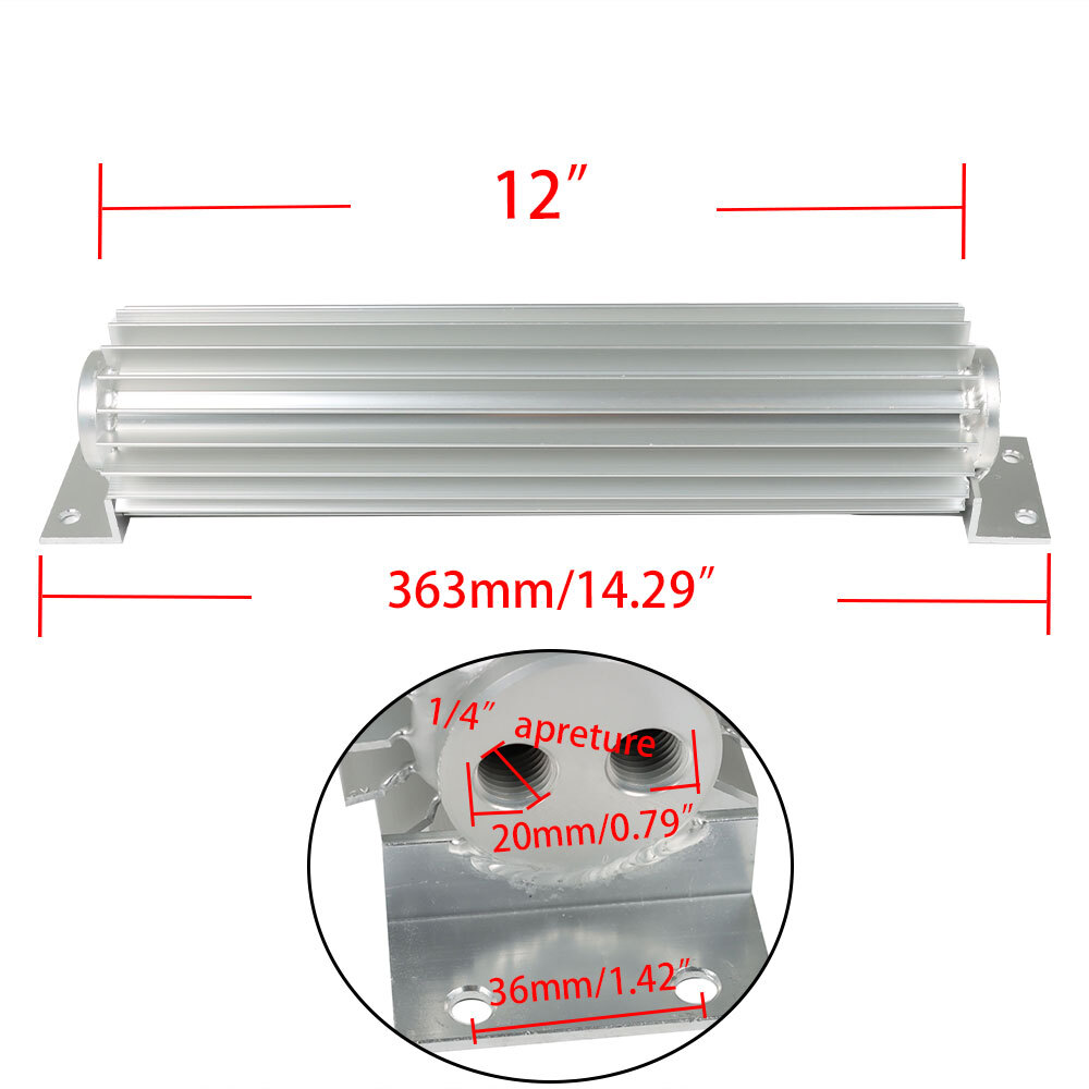 Dual Pass Aluminum Finned Transmission Oil Cooler 12″ For Hot Rod Cars Universal