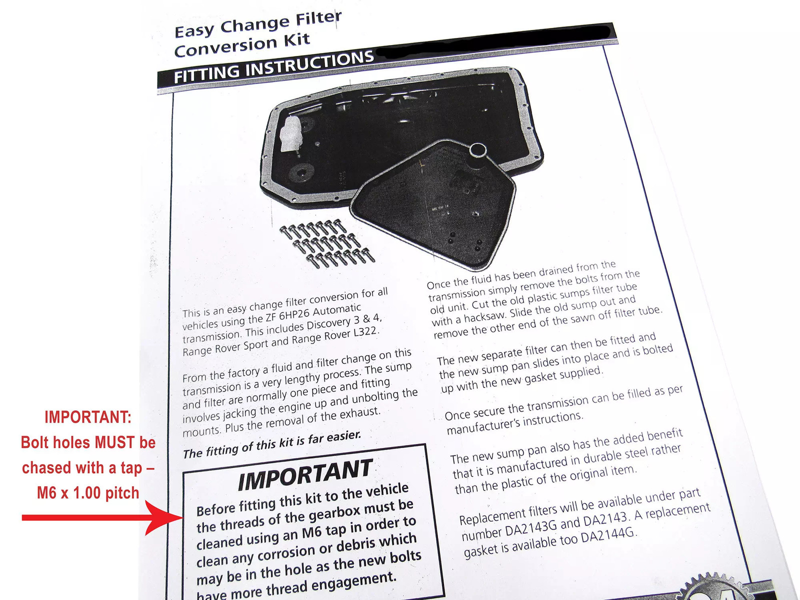 Transmission Filter Service Kit with Replacement Filter and Pan for Land Rover