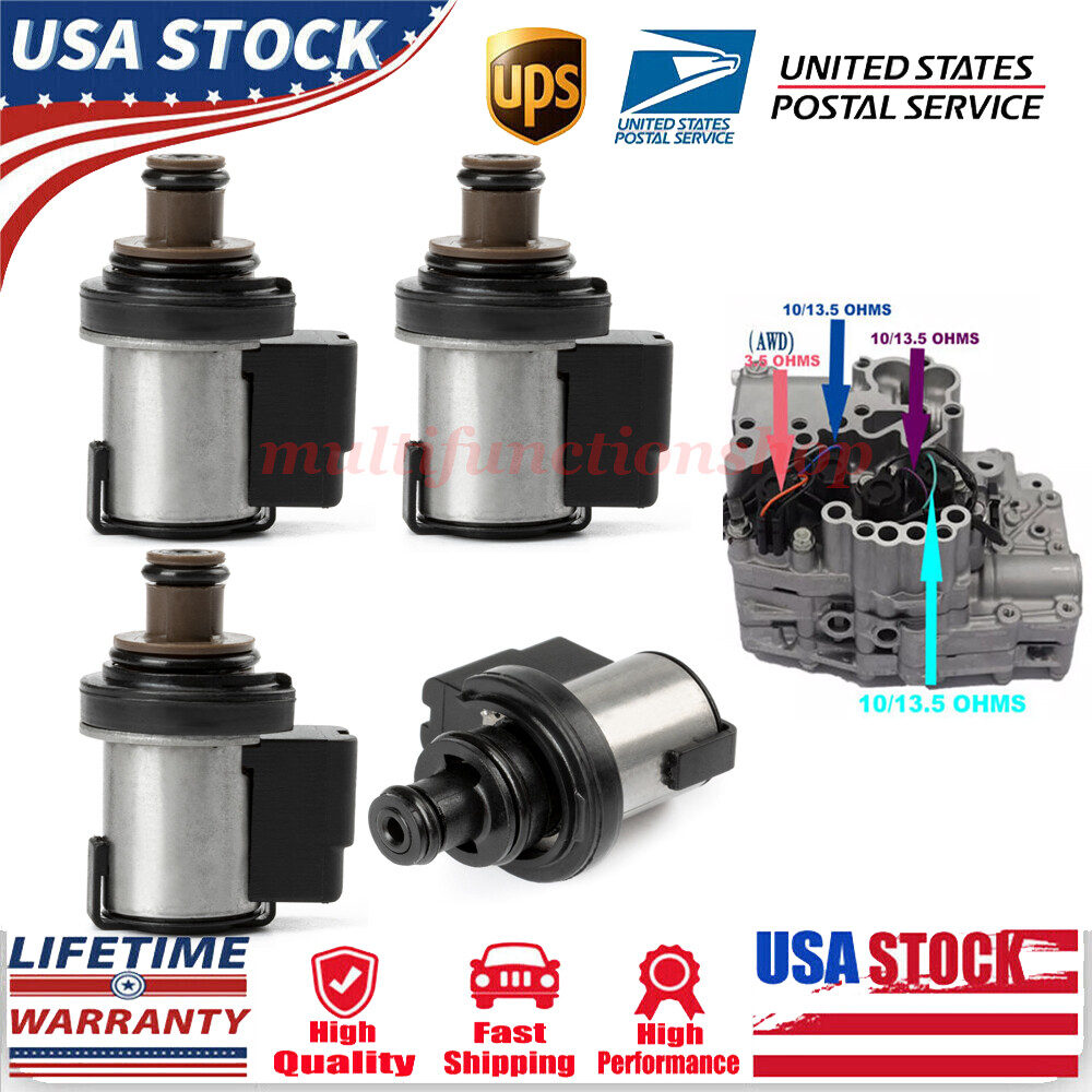 4PCS Torque Converter AWD Control & Lock-Up Solenoid For Subaru CVT TR580 TR690