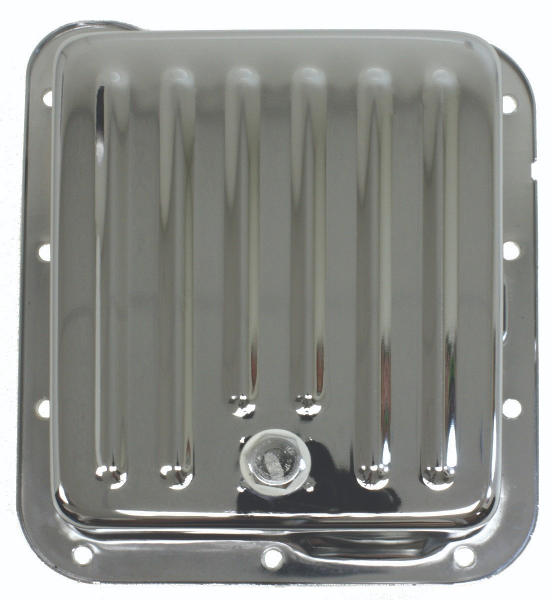 Steel Stock Capacity Transmission Pan Fits Ford C4 Case Fill, Finned-Chrome