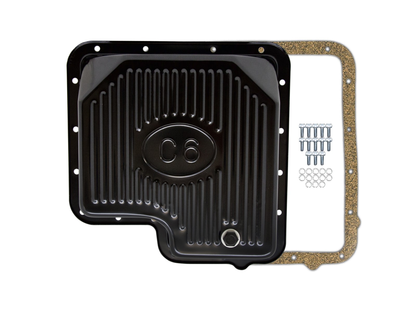 Ford C6 Stock Capacity Transmission Pan Kit with Bolts & Gasket – Black