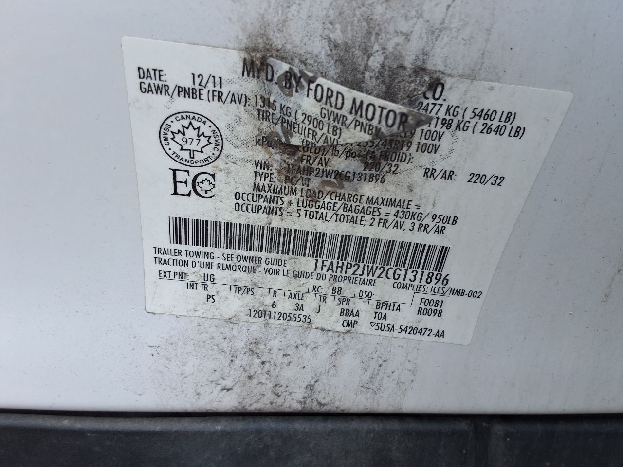 Automatic Transmission 6 Speed ID AA8P-7000-KA Thru Kc Fits 10-15 MKT 1094211