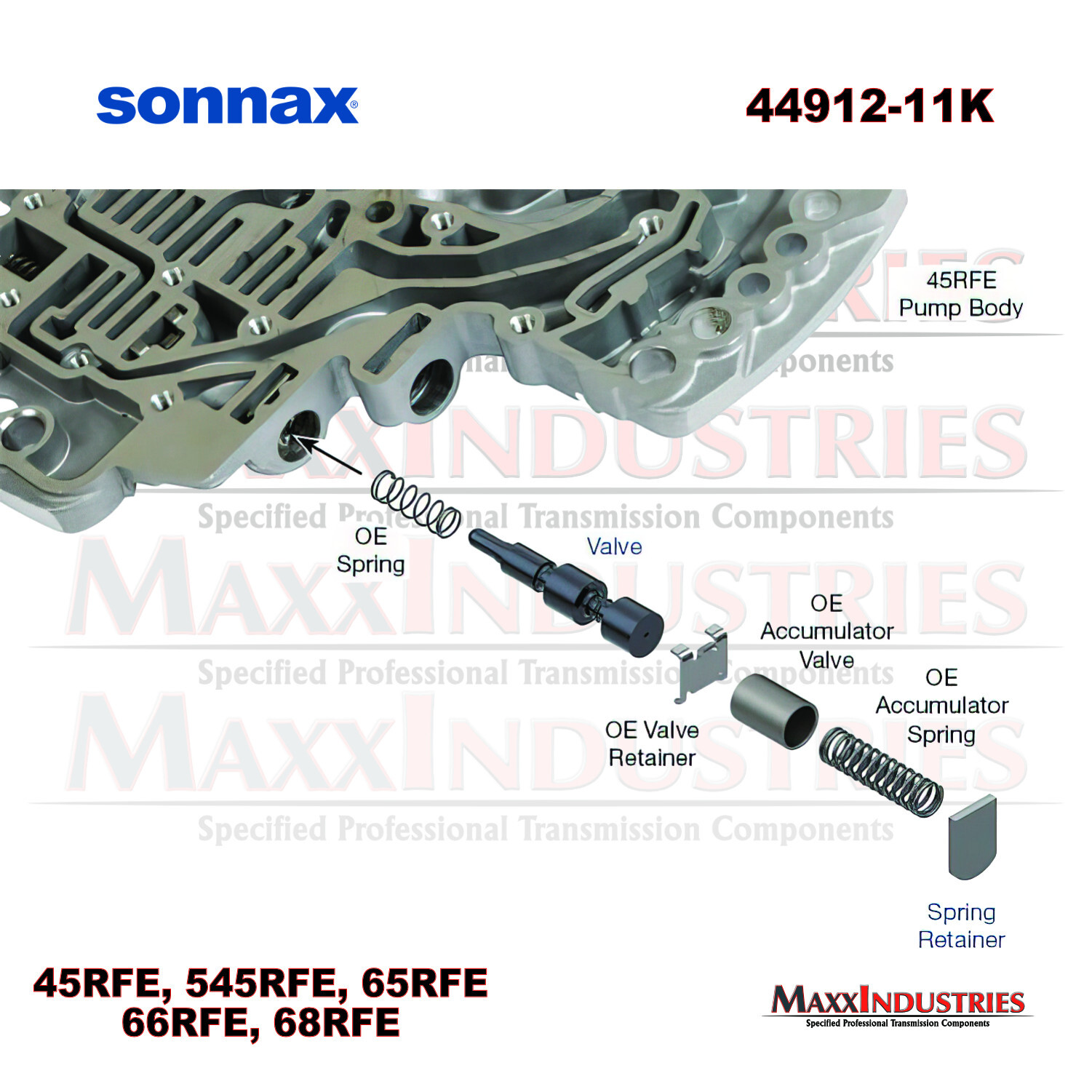 Sonnax 44912-11K TCC Regulator Valve Kit 45RFE 68RFE