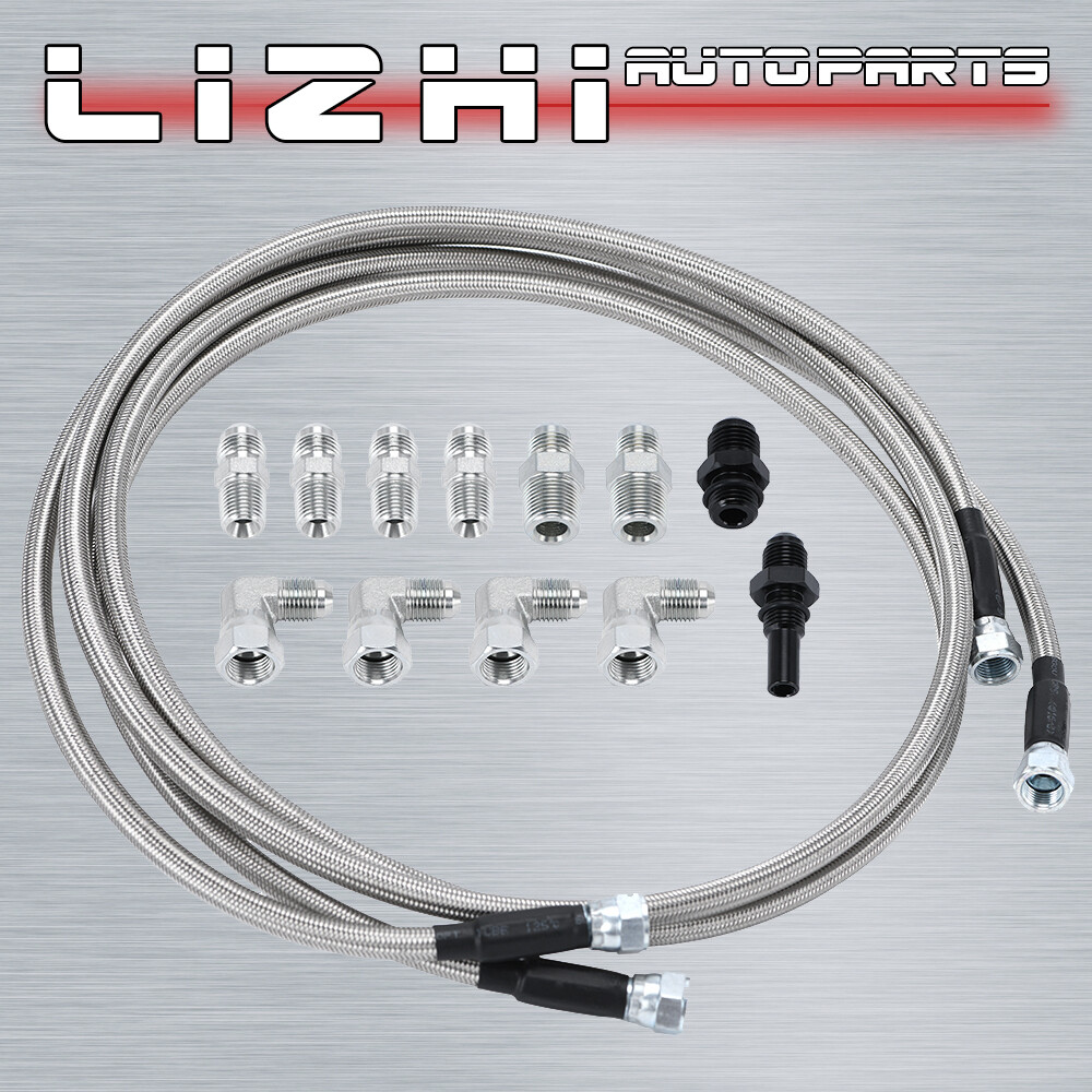 SS Braided Transmission 700R4 200-4R 4L80E Cooler Hose lines Fittings 70″ Length
