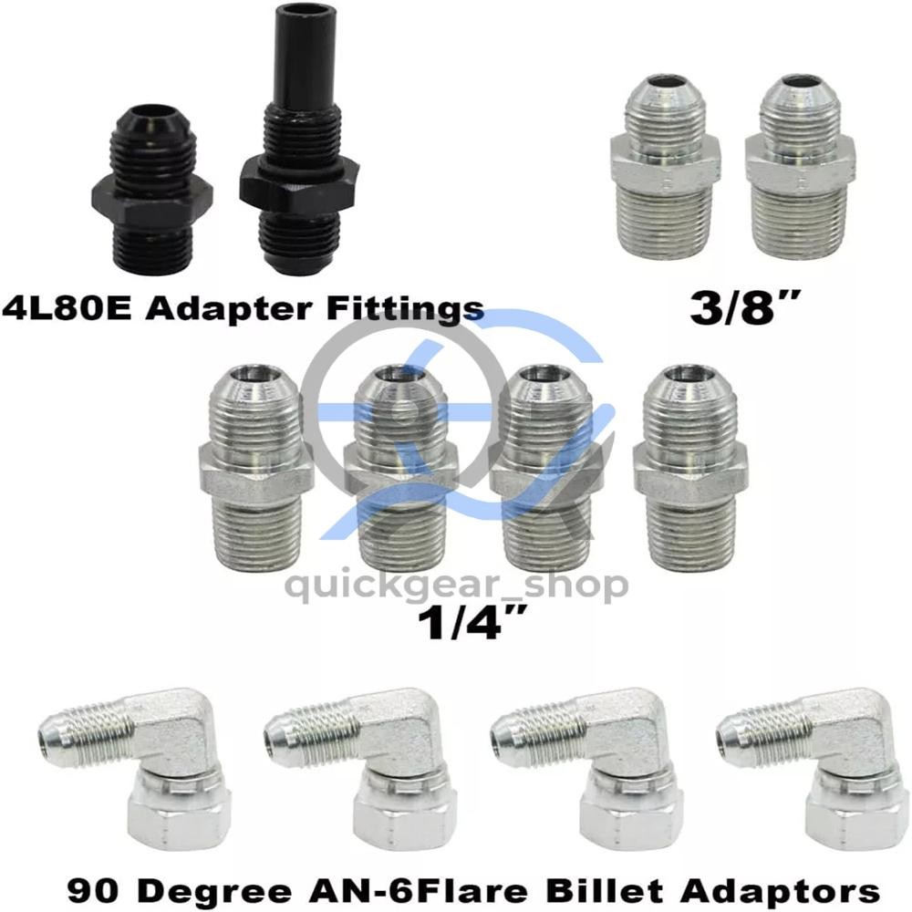 For GM 4L60E 4L80E Flexible SS Braided Transmission Cooler Lines Kit -6AN Hose